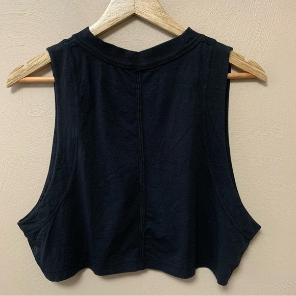 Lululemon All Yours Cropped Cotton Tank Top Train Black Size 12 - Picture 4 of 7
